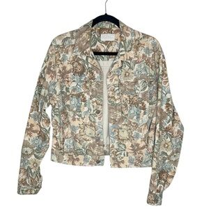 Vintage Esprit Sport Cottagecore 100% Cotton Floral Button Up Jacket size Large